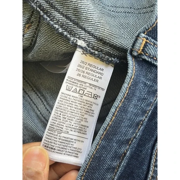 Gap High Rise Stride Patch Pockets Raw Hem Wide Leg Denim Jeans, Size 26 - Picture 4 of 6